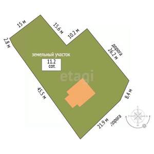 Дом 49м², 1-этажный, участок 11 сот.