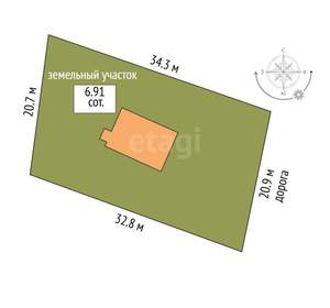 Дом 76м², 2-этажный, участок 7 сот.  