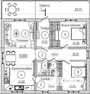 Дом 92м&sup2;, 1-этажный, участок 12 сот.  