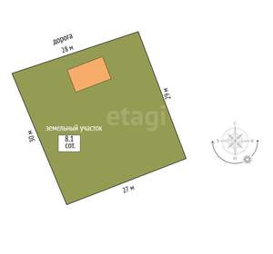 Дом 60м&sup2;, 2-этажный, участок 8 сот.  