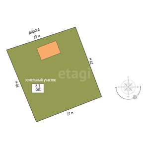 Дом 60м&sup2;, 2-этажный, участок 8 сот.  