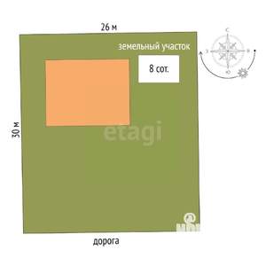 Дом 97м&sup2;, 1-этажный, участок 8 сот.  