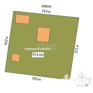 Дом 217м², 2-этажный, участок 33 сот.  