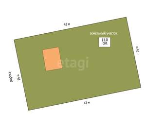 Дом 73м&sup2;, 1-этажный, участок 11 сот.  