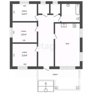 Дом 118м&sup2;, 1-этажный, участок 8 сот.  