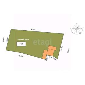 Дом 80м&sup2;, 1-этажный, участок 8 сот.  