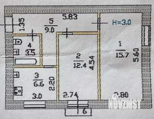 2-к квартира, на длительный срок, 48м2, 3/3 этаж