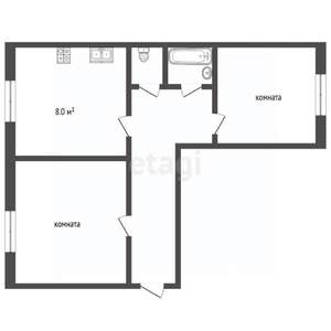 3-к квартира, вторичка, 83м2, 2/3 этаж