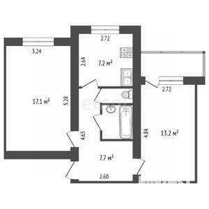 2-к квартира, вторичка, 47м2, 8/8 этаж