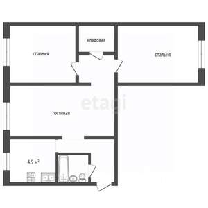 3-к квартира, вторичка, 58м2, 1/5 этаж