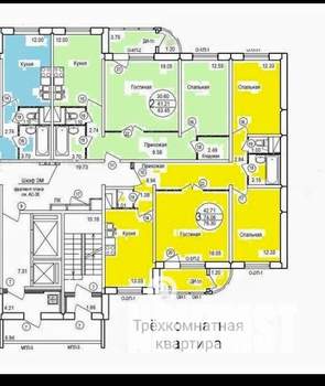 3-к квартира, вторичка, 75м2, 6/14 этаж