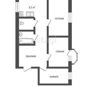 3-к квартира, вторичка, 71м2, 3/3 этаж