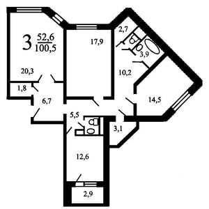 3-к квартира, вторичка, 100м2, 7/16 этаж