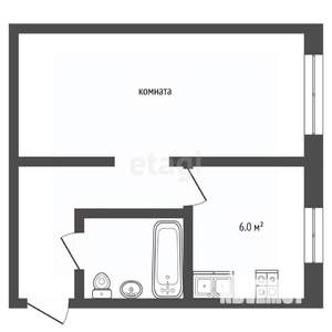 1-к квартира, вторичка, 30м2, 5/5 этаж