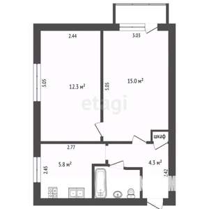 2-к квартира, вторичка, 41м2, 2/5 этаж