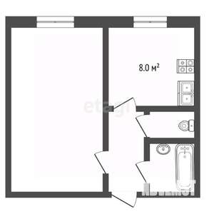 1-к квартира, вторичка, 33м2, 8/9 этаж
