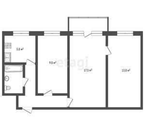 3-к квартира, вторичка, 56м2, 3/4 этаж