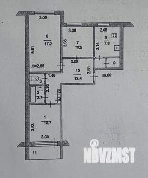 3-к квартира, вторичка, 63м2, 6/9 этаж
