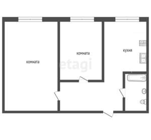 2-к квартира, вторичка, 43м2, 1/4 этаж
