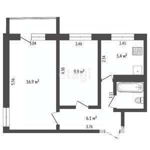 2-к квартира, вторичка, 42м2, 5/5 этаж