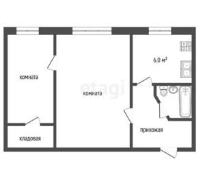 2-к квартира, вторичка, 43м2, 4/5 этаж