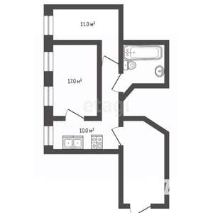 2-к квартира, вторичка, 58м2, 1/4 этаж