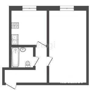 1-к квартира, вторичка, 32м2, 1/2 этаж