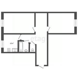 2-к квартира, вторичка, 46м2, 1/5 этаж