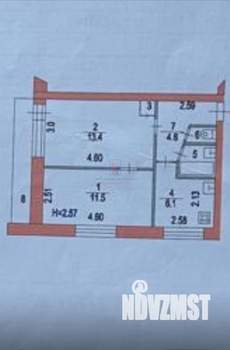 2-к квартира, вторичка, 44м2, 2/5 этаж