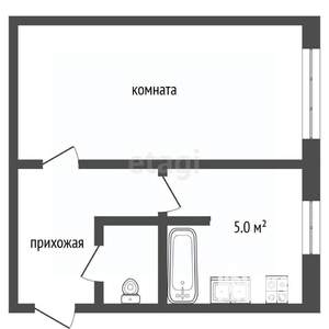 1-к квартира, вторичка, 32м2, 2/2 этаж