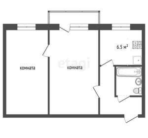 2-к квартира, вторичка, 45м2, 4/4 этаж