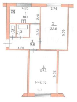 2-к квартира, вторичка, 71м2, 2/5 этаж