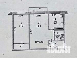 2-к квартира, вторичка, 45м2, 3/5 этаж
