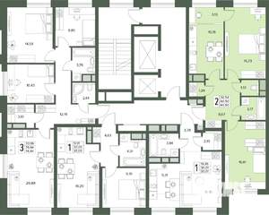 2-к квартира, вторичка, 61м2, 3/18 этаж