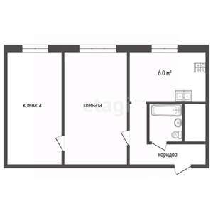 2-к квартира, вторичка, 44м2, 1/2 этаж