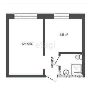 1-к квартира, вторичка, 30м2, 1/5 этаж