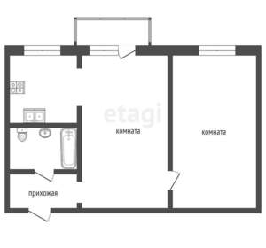 2-к квартира, вторичка, 40м2, 4/4 этаж