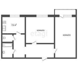 2-к квартира, вторичка, 50м2, 2/5 этаж