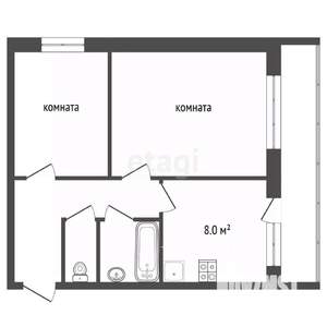 2-к квартира, вторичка, 53м2, 3/12 этаж