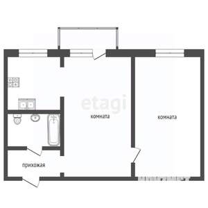 2-к квартира, вторичка, 40м2, 4/4 этаж
