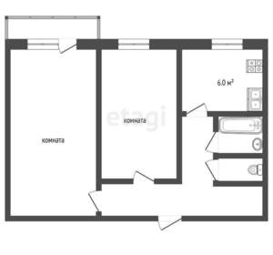 2-к квартира, вторичка, 44м2, 2/9 этаж