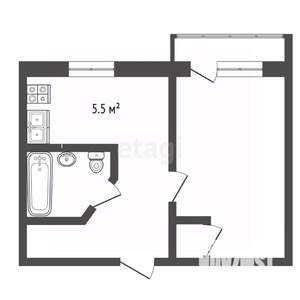 1-к квартира, вторичка, 30м2, 4/5 этаж