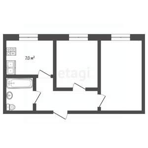 2-к квартира, вторичка, 56м2, 1/2 этаж