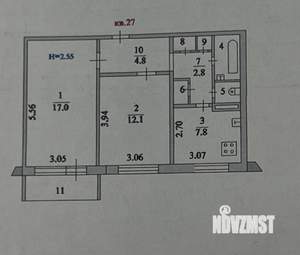 2-к квартира, вторичка, 51м2, 7/9 этаж