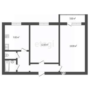 2-к квартира, вторичка, 50м2, 3/5 этаж