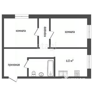 2-к квартира, вторичка, 54м2, 1/2 этаж