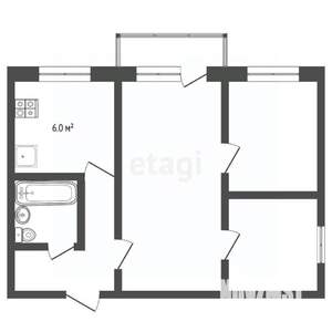 3-к квартира, вторичка, 42м2, 2/2 этаж