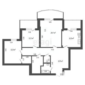 3-к квартира, вторичка, 109м2, 9/10 этаж
