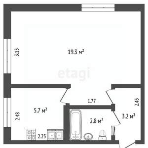 1-к квартира, вторичка, 31м2, 1/5 этаж