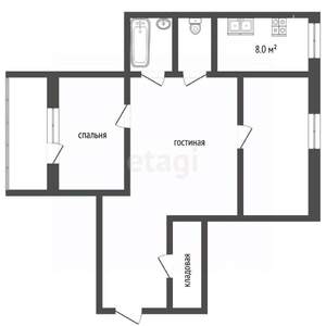 2-к квартира, вторичка, 67м2, 4/9 этаж